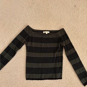 La Hearts Black and Gray Striped Top